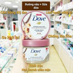 Tẩy Tế Bào Chết DOVE Mỹ 298gram - Chăm Sóc Da Mặt Hương Lựu Bơ Hạt Mỡ, Dưỡng Ẩm Mịn Màng, Giúp Da Khỏe Đẹp