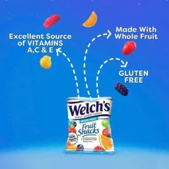 Kẹo Dẻo Trái Cây Welch's 30 Gói - Snack Tự Nhiên Từ 100% Trái Cây, Không Chất Bảo Quản, Lý Tưởng Cho Bé & Người Lớn