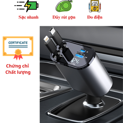 Tẩu Sạc Nhanh 120W 4 IN 1 Dây Cáp Kéo Dài Thu Gọn sạc Siêu Nhanh cho Samsung Iphone...