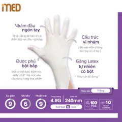 Găng Tay Cao Su Latex Có Bột Sgloves 4.8g Dùng Bếp, Spa, Y Tế