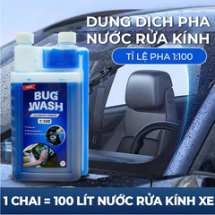 Nước Pha Rửa Kính Ô TÔ BUG WASH Dung Tích 1Lít Đậm Đặc Tỉ Lệ 1:100 Pha Được 100 lít Nước Rửa Kính