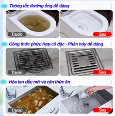 Bột Thông Tắc Cống - Bột Thông Cống Cực Mạnh , Thông Tắc Bồn Cầu, Bồn Rửa Bát, Đường Ống Nhanh Chóng, Hiệu Quả