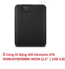 XẢ KHO - Ổ cứng HDD WD Elements Portable 4TB 2.5 inch 3.0 (WDBU6Y0040BBK-WESN) Bảo hành 2 năm 1 đổi 1 Chuẩn USB 3.0 Hàng tồn kho trôi bảo hành -Phân phối Chính Hãng 100% Tặng kèm theo Bao đựng ổ 