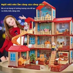 Đồ chơi lắp ráp ngôi nhà búp bê 2 tầng 89 chi tiết có đèn mô hình nhà búp bê cao cấp cho bé gái