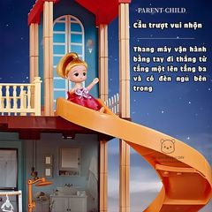 Đồ chơi lắp ráp ngôi nhà búp bê 2 tầng 89 chi tiết có đèn mô hình nhà búp bê cao cấp cho bé gái