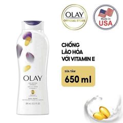 Sữa Tắm Olay Age Defying 650ml - Chăm Sóc Da Lão Hóa Với Vitamin E & B3 Complex, Dưỡng Ẩm Săn Chắc Da