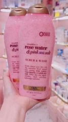 Sữa Tắm Tẩy Tế Bào Chết Ogx Rose Water & Pink Sea Salt 577ml – mịn da, sạch thoáng