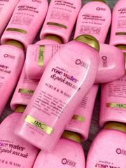 Sữa Tắm Tẩy Tế Bào Chết Ogx Rose Water & Pink Sea Salt 577ml – mịn da, sạch thoáng