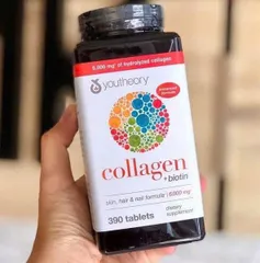 Viên uống collagen Youtheory Collagen + Biotin 390 viên - Thực phẩm chức năng làm đẹp da, tăng cường sức khỏe tóc và móng