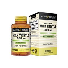 Viên uống Mason Natural Milk Thistle 500mg - Hỗ trợ thải độc gan và bảo vệ chức năng gan (60 viên)