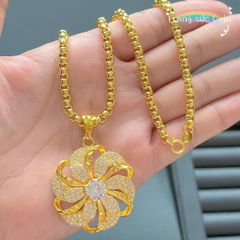 Dây chuyền nữ, dây mắc xích đan nhɑu cộng to hoa xoáy đính đá sang trọng ORIN ED164
