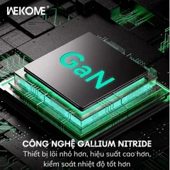 Củ Sạc Nhanh 35W Wekome WP-U23 Công Nghệ Gan, 2 Cổng Sạc Type C + USB Hỗ Trợ Sạc Nhanh PD/QC/PPS