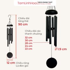 Chuông gió phong thủy nhạc thiền 6 thanh cao cấp 90 cm, chuông gió chữa lành, trị liệu 432Hz