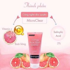 Sữa rửa mặt Neutrogena Pink Grapefruit Scrub 198ml – ngừa mụn, làm sạch sâu