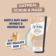 Sữa Rửa Mặt St.Ives Oatmeal Scrub & Mask 170g - Dưỡng Ẩm, Tẩy Tế Bào Chết Nhẹ Nhàng, Sạch Sâu Da Mặt
