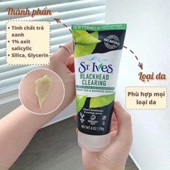 Sữa Rửa Mặt St.Ives Trà Xanh 170g - Loại Bỏ Mụn Đầu Đen, Làm Dịu Da, Chăm Sóc Da Hàng Ngày