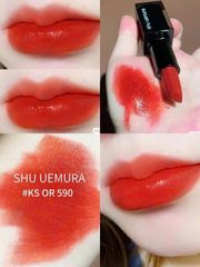 Son Shu Uemura 590 – Son Môi Cam Cháy Mềm Mại, Thương Hiệu Đẳng Cấp cho Làn Da Rực Rỡ, Trang Điểm Thời Thượng