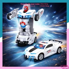 Xe robot biến hình cảnh sát 2 trong 1 ô tô biến hình tự động có đèn nhạc, thegioidochoi1104