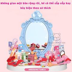 Bàn trang điểm cho bé gái 46 chi tiết, đồ chơi trang điểm có gương, thế giới đồ chơi 1104