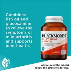 Viên uống hỗ trợ xương khớp Blackmores Glucosamine & Fish Oil Úc - Dầu cá tự nhiên, dễ uống, tốt cho người lớn tuổi, lọ 90 viên 624958