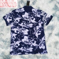 Q40 - Áo thun ngắn tay Nam Cộc Tay ( Họa tiết phối hoa ) màu XANH THAN vải cá sấu co giãn 4 chiều, chất đẹp