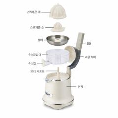 Máy vắt cam tự động Hurom CJ-B03FWH nội địa Hàn, máy ép cam điện cao cấp công suất 170W màu kem