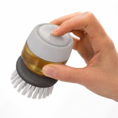 Bàn chải rửa xoong nồi Joseph Joseph Palm Scrub 85005, bơm nước rửa, kèm giá đỡ màu xám