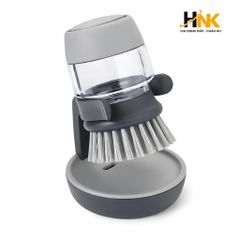 Bàn chải rửa xoong nồi Joseph Joseph Palm Scrub 85005, bơm nước rửa, kèm giá đỡ màu xám