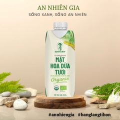 Mật hoa dừa tươi Sokfarm dòng tiệt trùng hộp 330ml nước giải khát thay thế nước ngọt