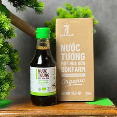 Nước tương mật hoa dừa organic Sokfarm 200ml - Dòng ít muối