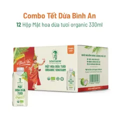 [Hoả tốc HCM] Hộp quà tết 12 Hộp Mật hoa dừa tươi Organic Sokfarm 330ml