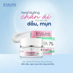 Kem dưỡng da ngừa mụn, giảm thâm mụn Eveline Glycol Therapy 50ml kiềm dầu tốt làm sáng da hiệu quả