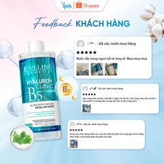 [EVELINE x DLA] Nước tẩy trang Eveline Hyaluronic Clinic B5 500ML chiết xuất rau má lành tính, làm sạch sâu