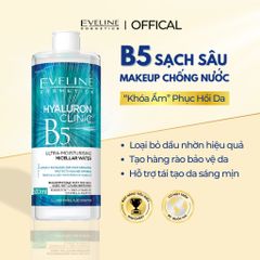 [EVELINE x DLA] Nước tẩy trang Eveline Hyaluronic Clinic B5 500ML chiết xuất rau má lành tính, làm sạch sâu