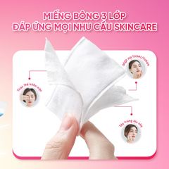 Bông tẩy trang, bông đắp toner Care4u 3 lớp cotton mềm mịn thấm hút tốt 233 miếng/ 1 gói (3x 233 miếng)