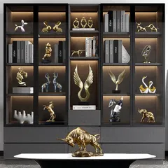 Tượng trang trí, tượng decor, mô hình trang trí phòng khách kệ tủ màu vàng các loại