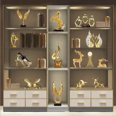 Tượng trang trí, tượng decor, mô hình trang trí phòng khách kệ tủ màu vàng các loại