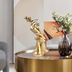 Tượng trang trí, tượng decor, mô hình trang trí phòng khách kệ tủ màu vàng các loại