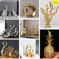Tượng trang trí, tượng decor phòng khách, trang trí tủ kệ mạ vàng mạ bạc các loại