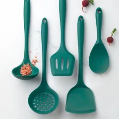 Set 5 dụng cụ nấu ăn silicone màu xanh cổ vịt