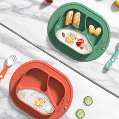(XẢ HÀNG) Khay ăn dặm silicone cho bé, khay ăn dặm chỉ huy chia ngăn