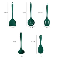 Set 5 dụng cụ nấu ăn silicone màu xanh cổ vịt