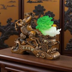 Tượng ngựa kéo bắp cải, tượng ngựa phong thủy trang trí decor nhà cửa cao cấp