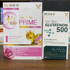 (Chính Hãng) Combo Tố Nữ, Sáng đẹp da [TPBVSK Ado Prime hồng + TPBVSK Glutathion 500] - 2H/60 viên
