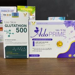 (Chính Hãng) CB Tố Nữ, Sáng Đẹp Da [TPBVSK Ado Prime tím + TPBVSK Uniskin Glutathion 500]-2H/60 viên