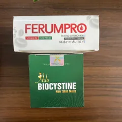 (Chính hãng) Combo Bổ sung Sắt và Hỗ trợ da-móng-tóc [ TPBVSK Ferum Pro + TPBVSK AdoBiocystine] - 2H