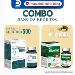 (Chính hãng) COMBO Sáng Da Khỏe Tóc [TPBVSK Glutathion 500 + TPBVSK AdoBiocystine] - 2Hx30 viên