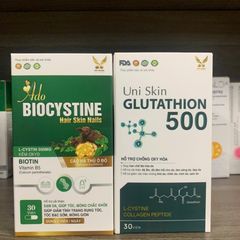 (Chính hãng) COMBO Sáng Da Khỏe Tóc [TPBVSK Glutathion 500 + TPBVSK AdoBiocystine] - 2Hx30 viên