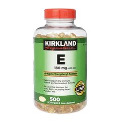 Vitamin E 400 I.U Kirkland - Viên Uống Dưỡng Ẩm, Làm Sáng Da và Ngăn Ngừa Nếp Nhăn, 500 Viên