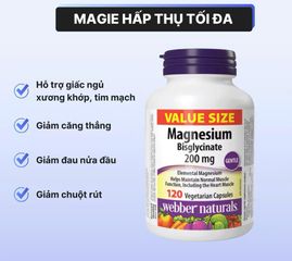 (Canada) Viên Uống Bổ Sung Magie Hữu Cơ Webber Naturals Magnesium Bisglycinate